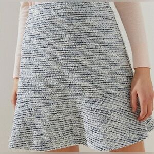 LOFT Women’s Shimmer Knit Flippy Peplum Mini Skirt White & Blue Sz S
